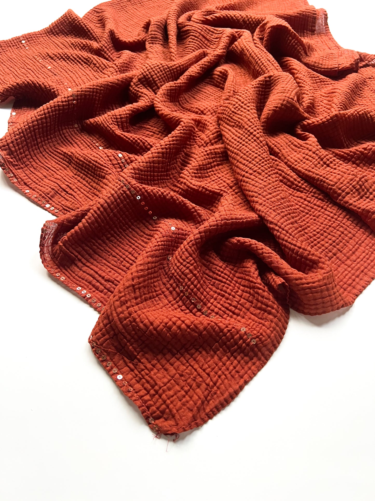 Crumpled Luxe Hijab - Rust