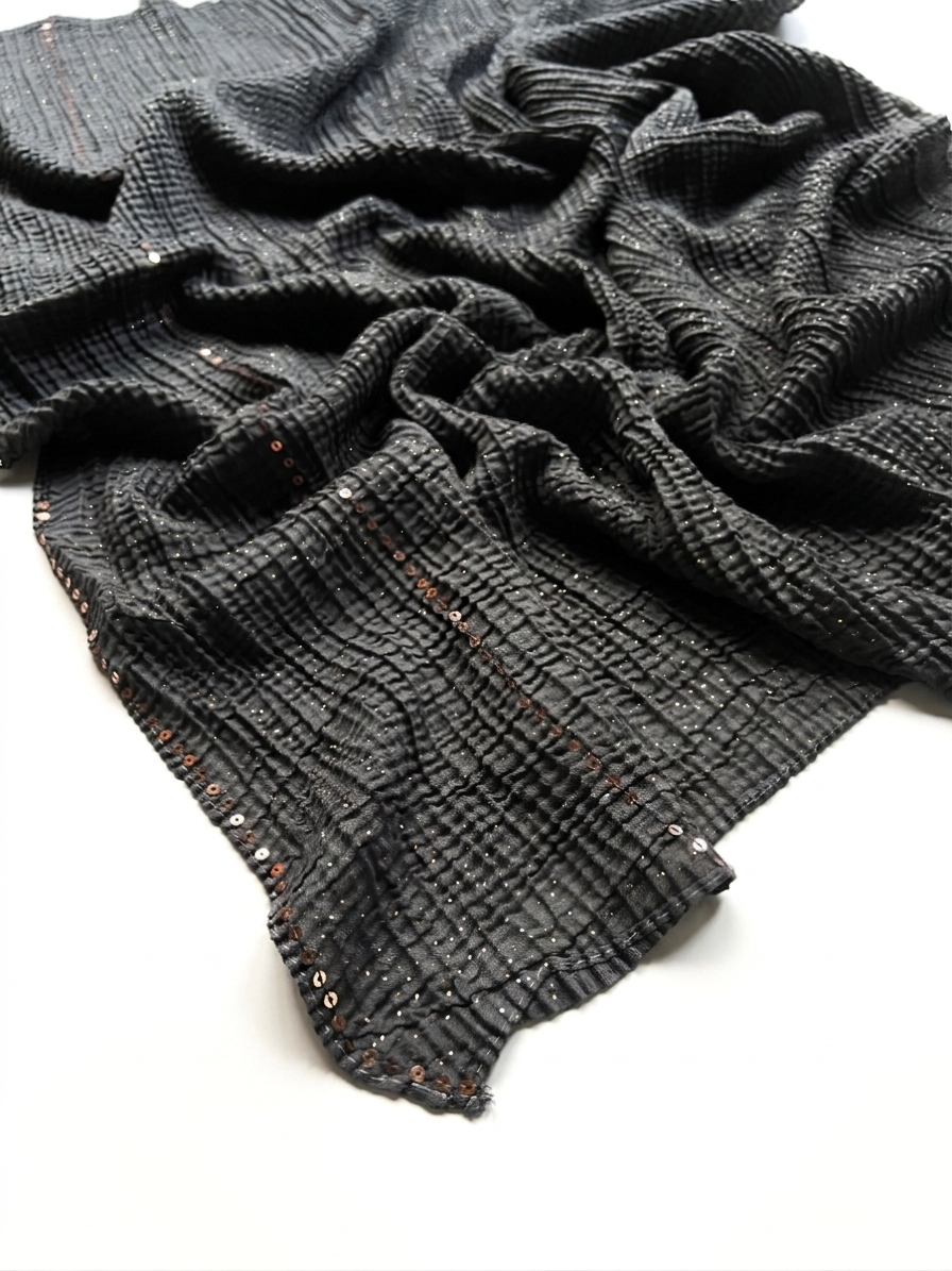 Crumpled Luxe Glow Hijab - Dark Grey