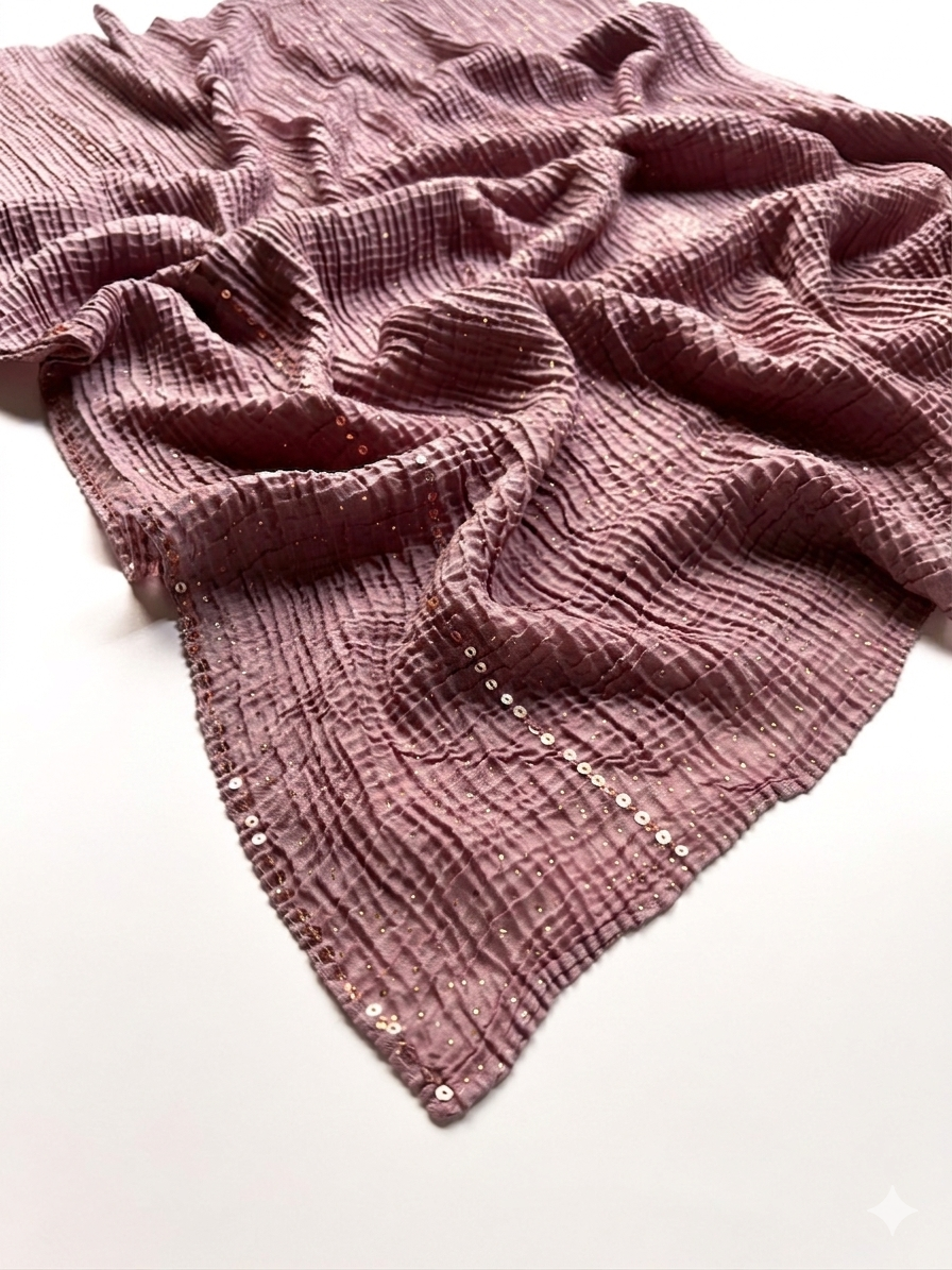 Crumpled Luxe Glow Hijab - Mauve