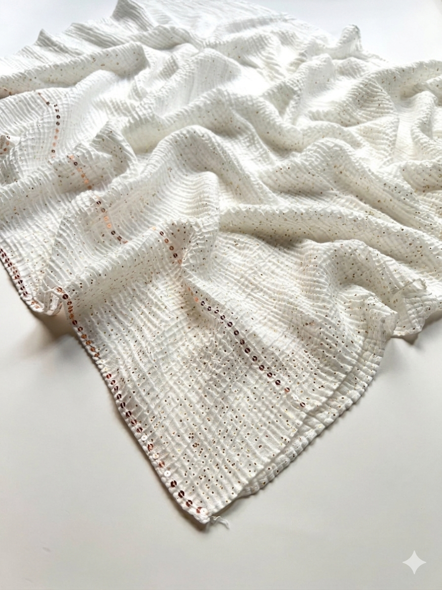 Crumpled Luxe Glow Hijab - Pearl White