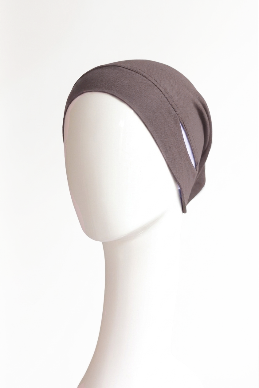 Malaysian Ear-hole Hijab Cap - Dark Taupe