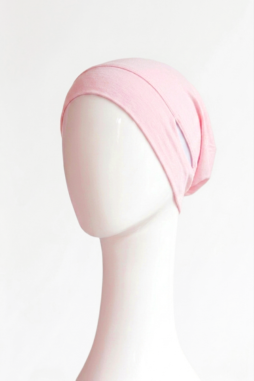 Malaysian Ear-hole Hijab Cap - Light Pink
