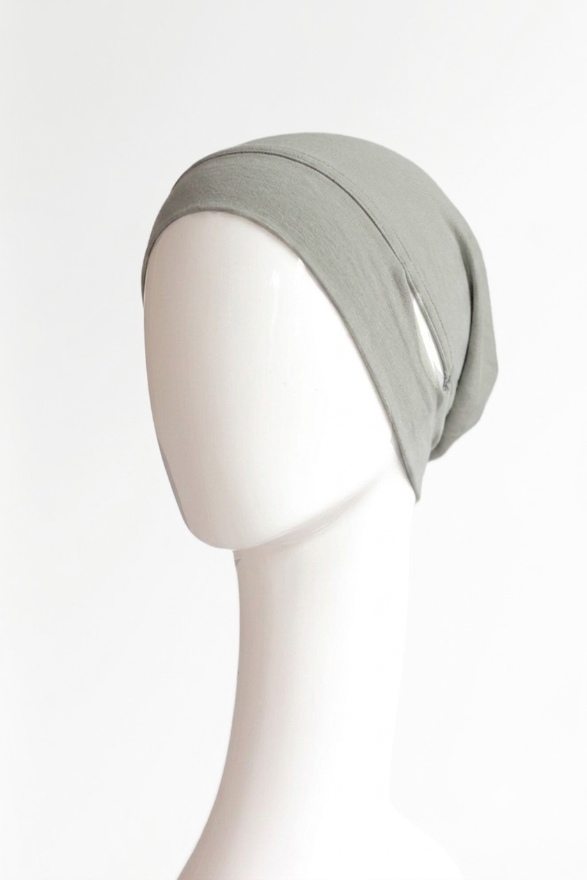 Malaysian Ear-hole Hijab Cap - Light Sage
