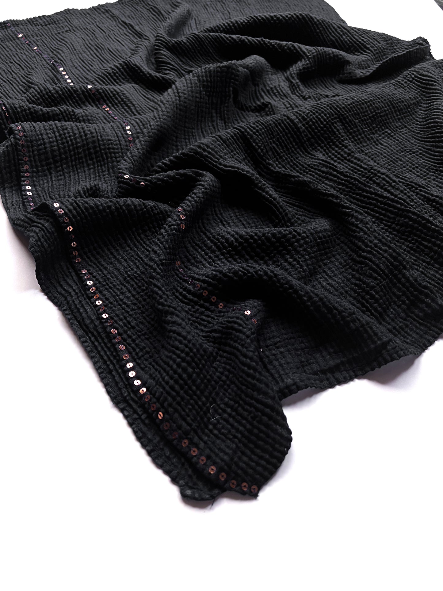 Crumpled Luxe Hijab - Black
