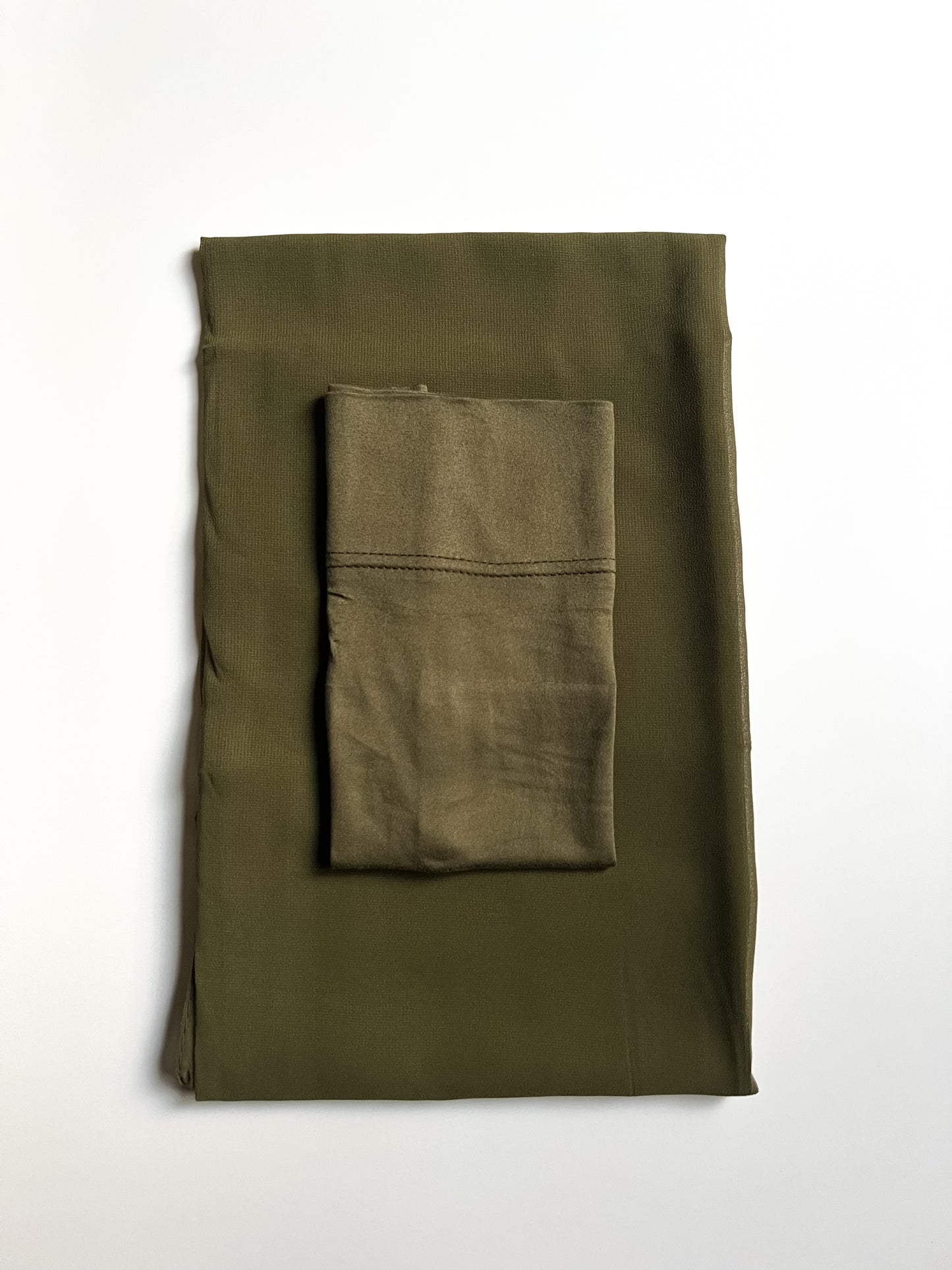 Matching Georgette Hijab & Cap Set - Light Olive