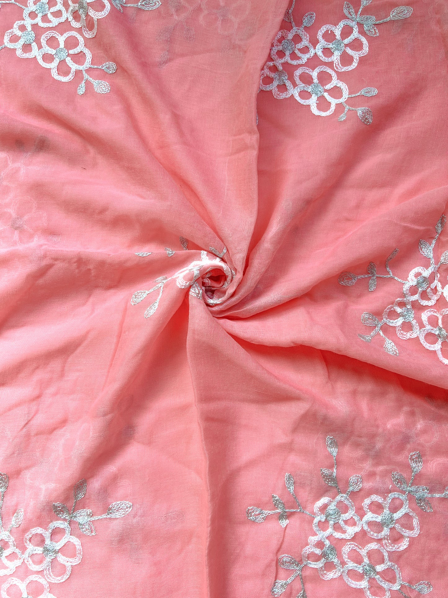 Zeina Embroidered Hijab - Peachy Pink