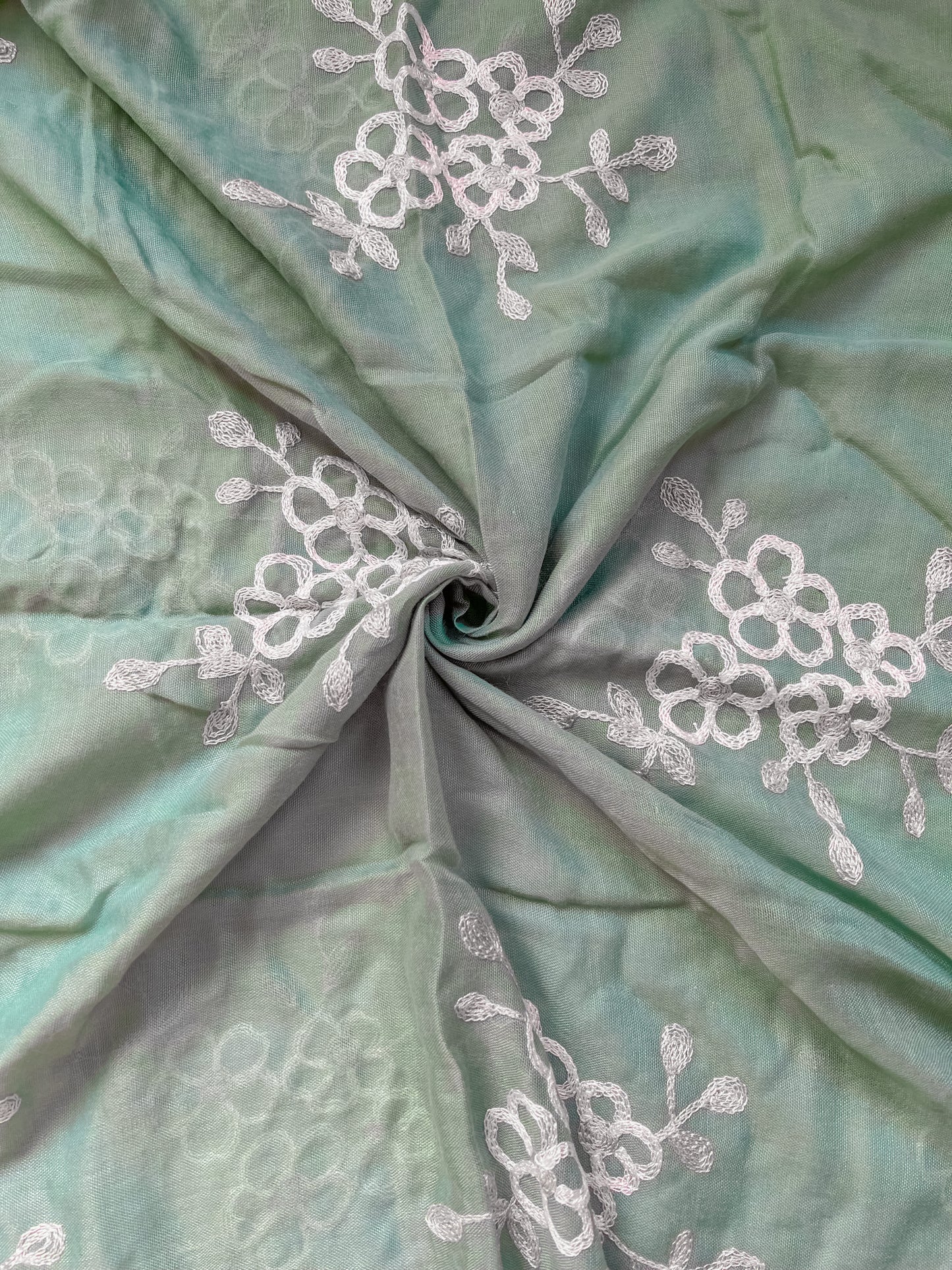 Zeina Embroidered Hijab - Mint