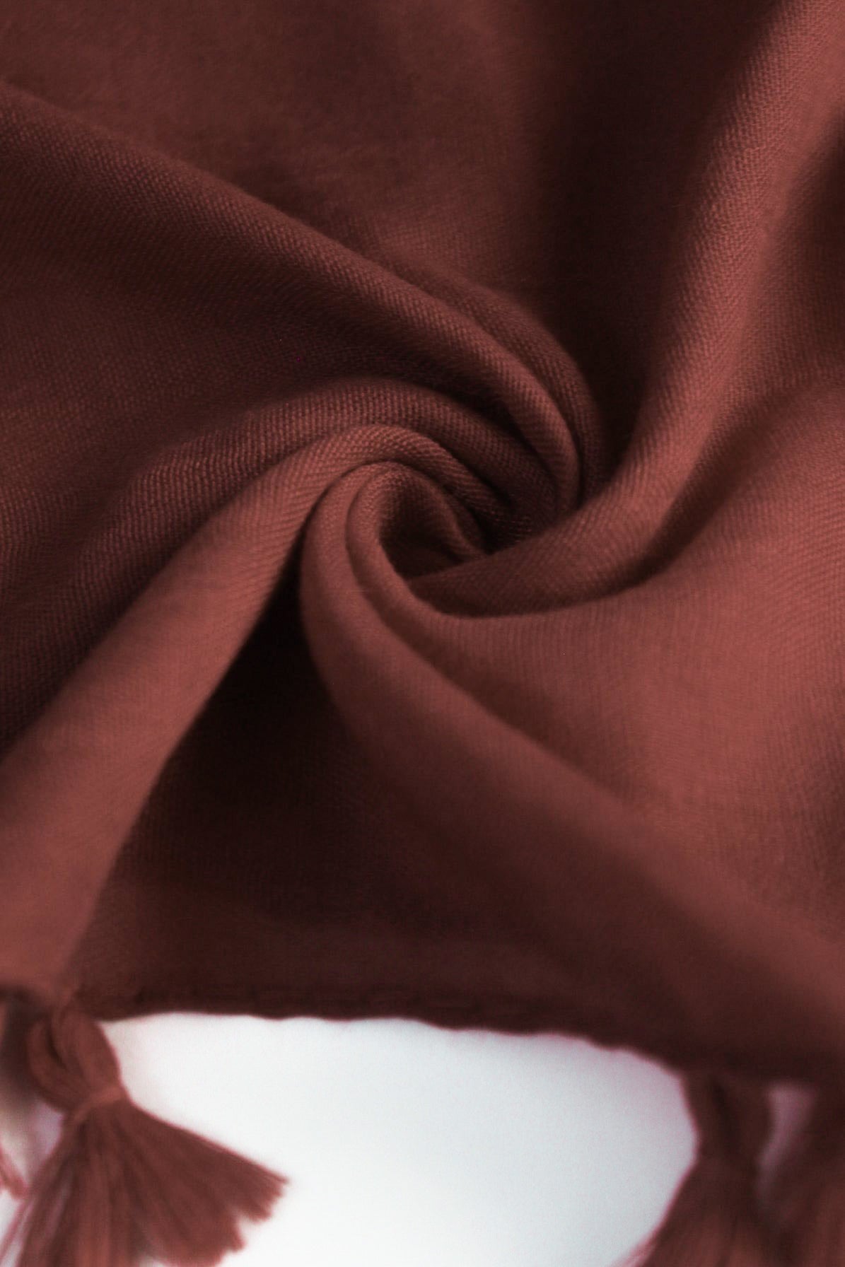 Plain Hijab with Tassels - Dark Rosewood