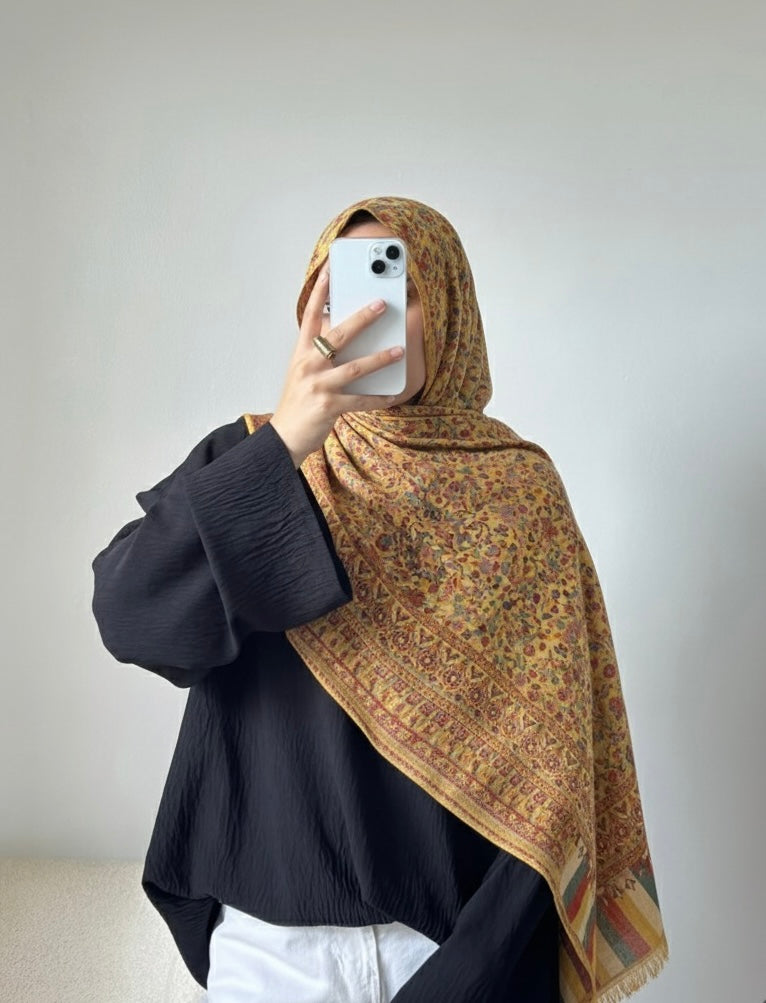 Pashmina Hijab - Mustard Gold