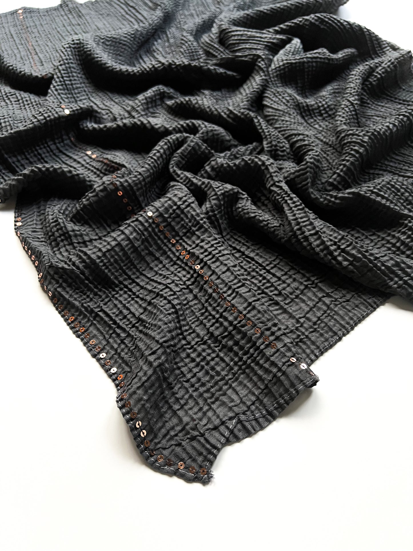 Crumpled Luxe Hijab - Dark Grey