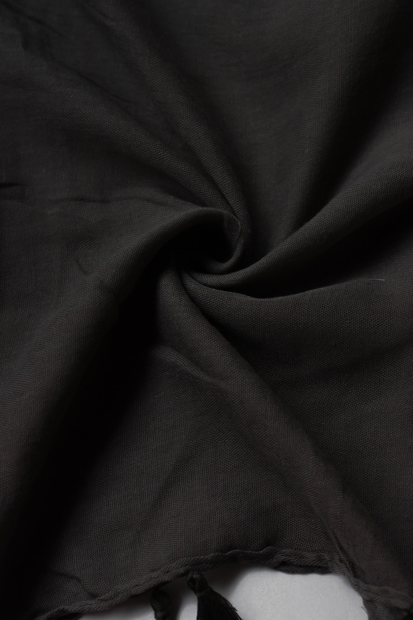 Plain Hijab with Tassels - Charcoal