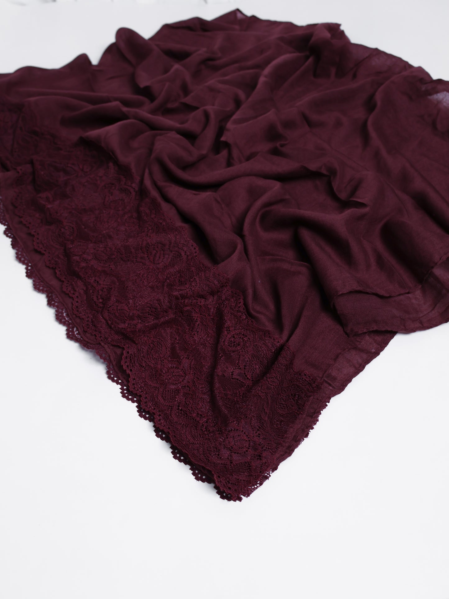 Lace Hijab - Dark Maroon