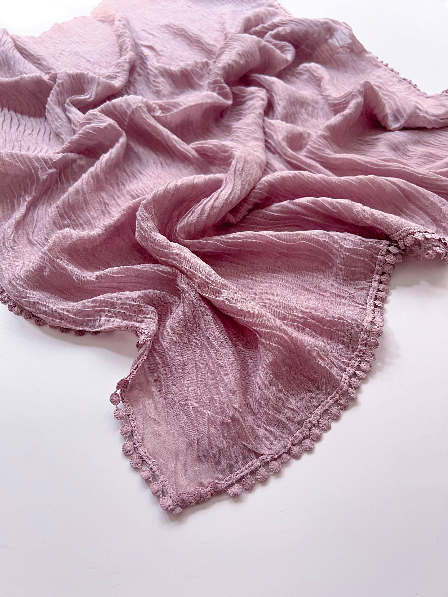 Crumpled Lace Hijab - Mauve