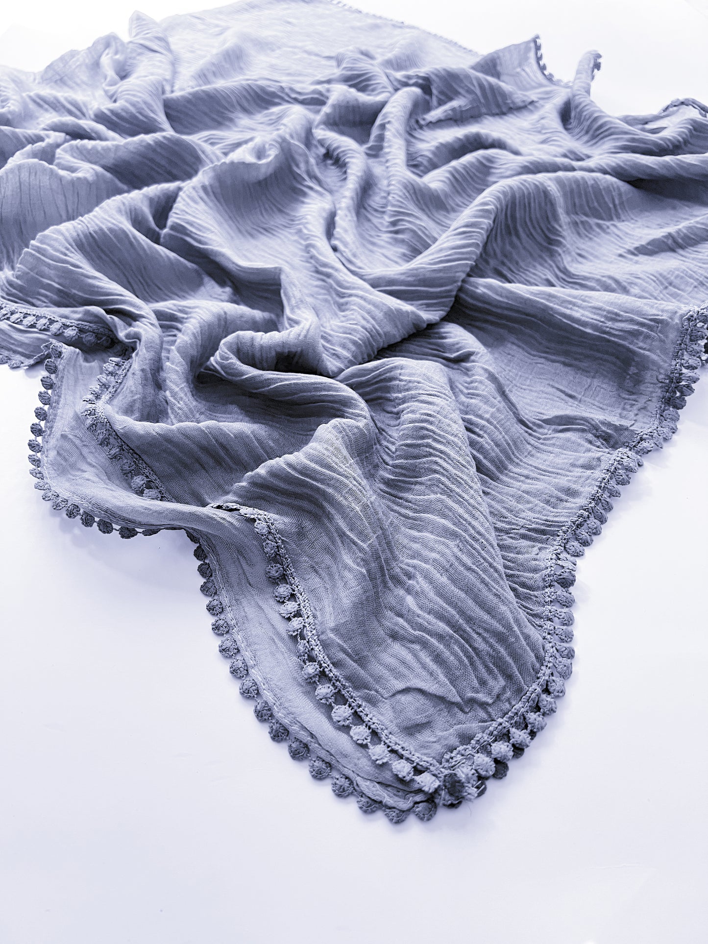 Crumpled Lace Hijab - Steel Grey