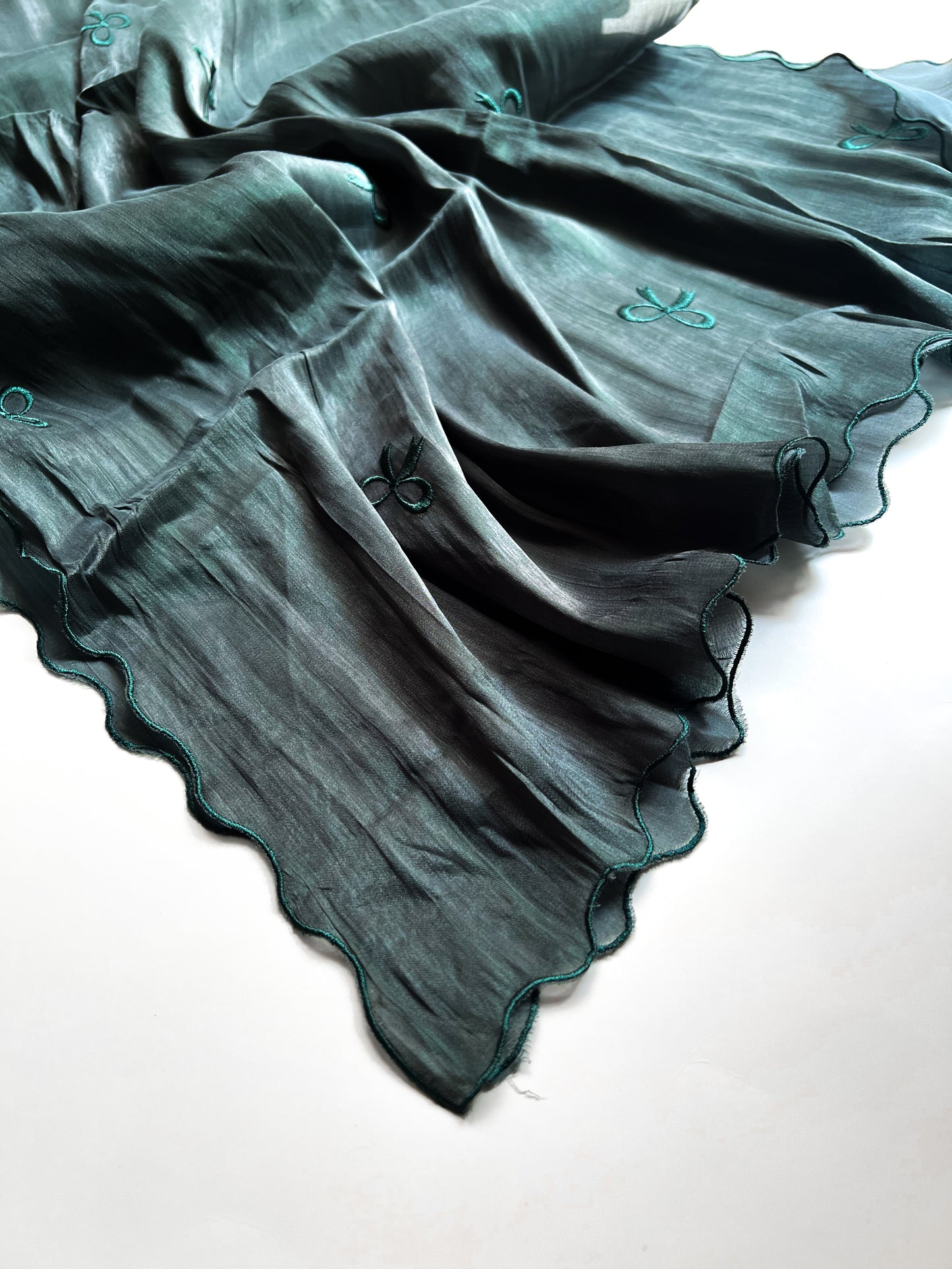 Moondust Embroidered Hijab - Emerald Green