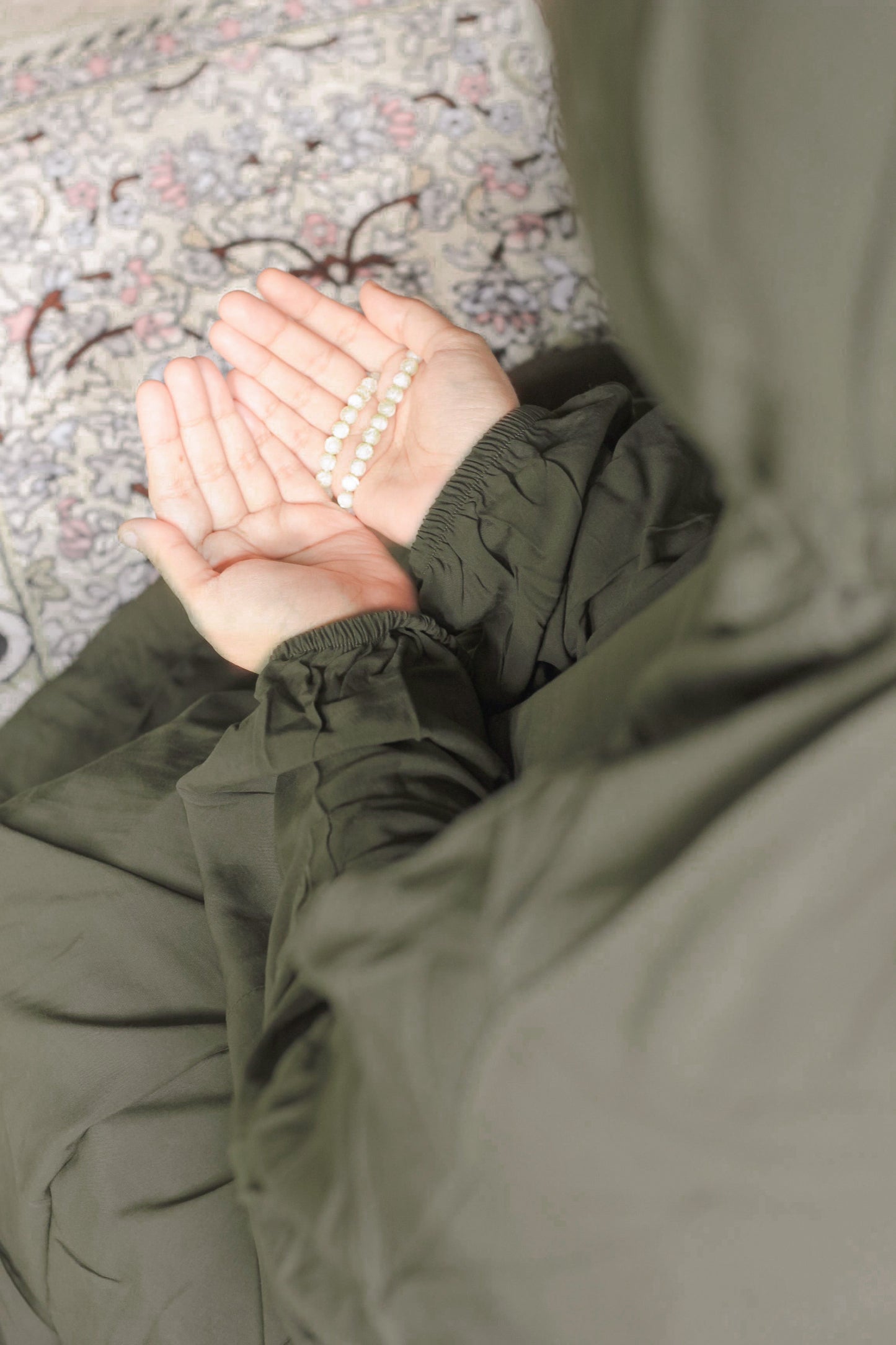 Namaz Chadar With Sleeves - Dark Sage