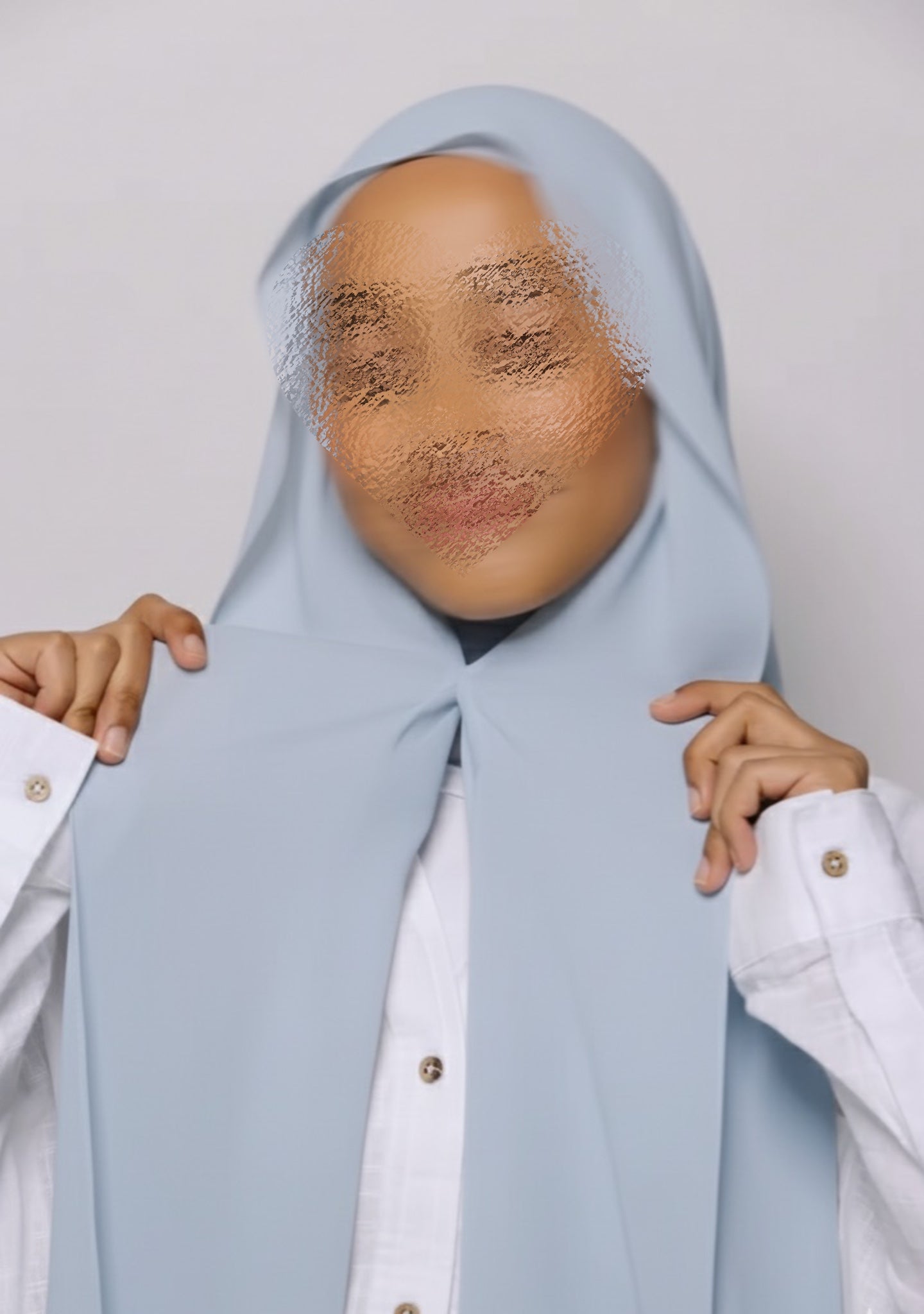 Instant Georgette Hijab with Built-in Magnets - Ice Blue