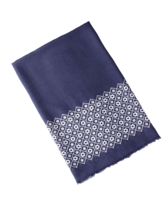 Melica Embroidered Hijab - Navy Blue