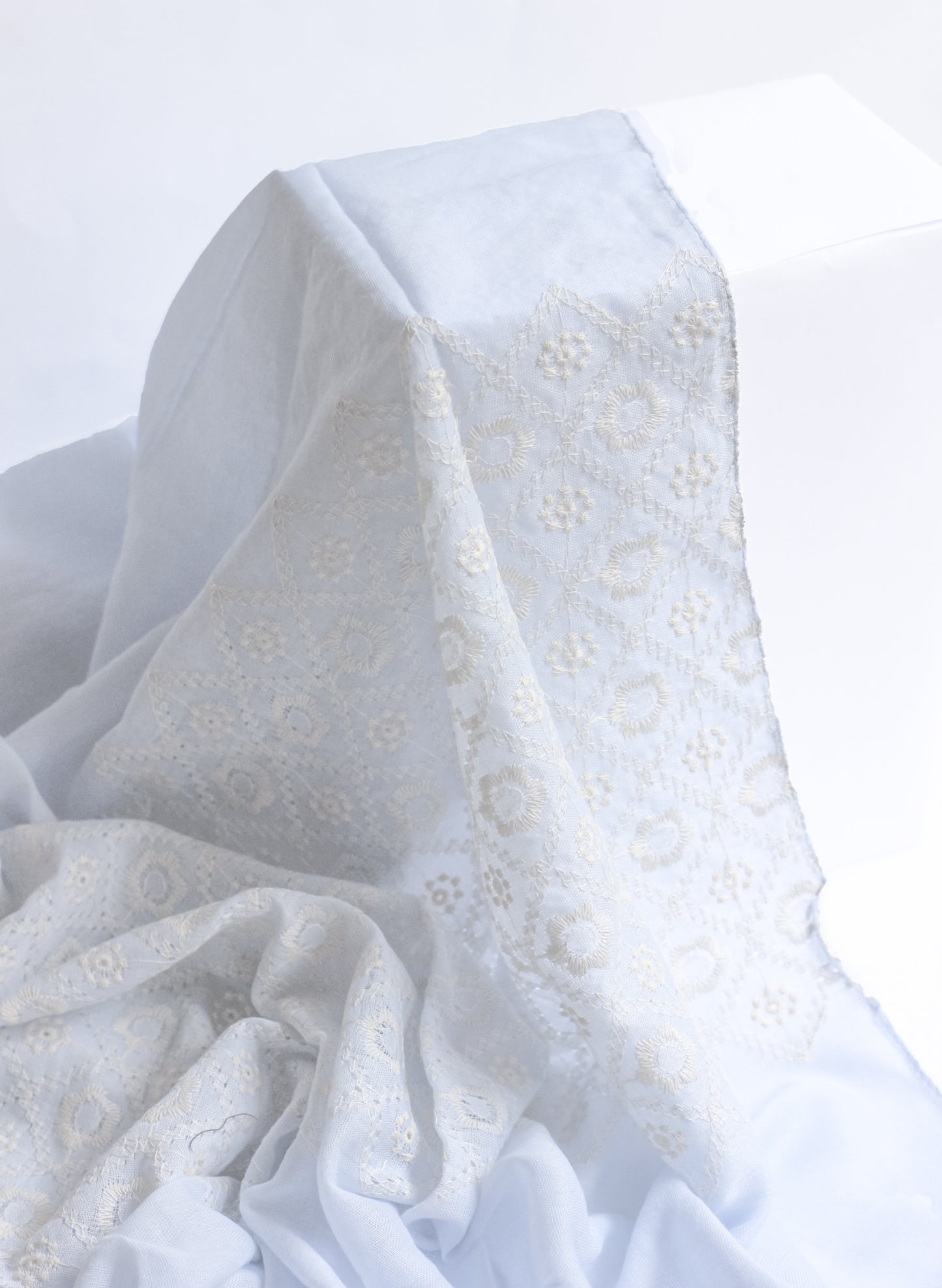 Melica Embroidered Hijab - Powder Blue