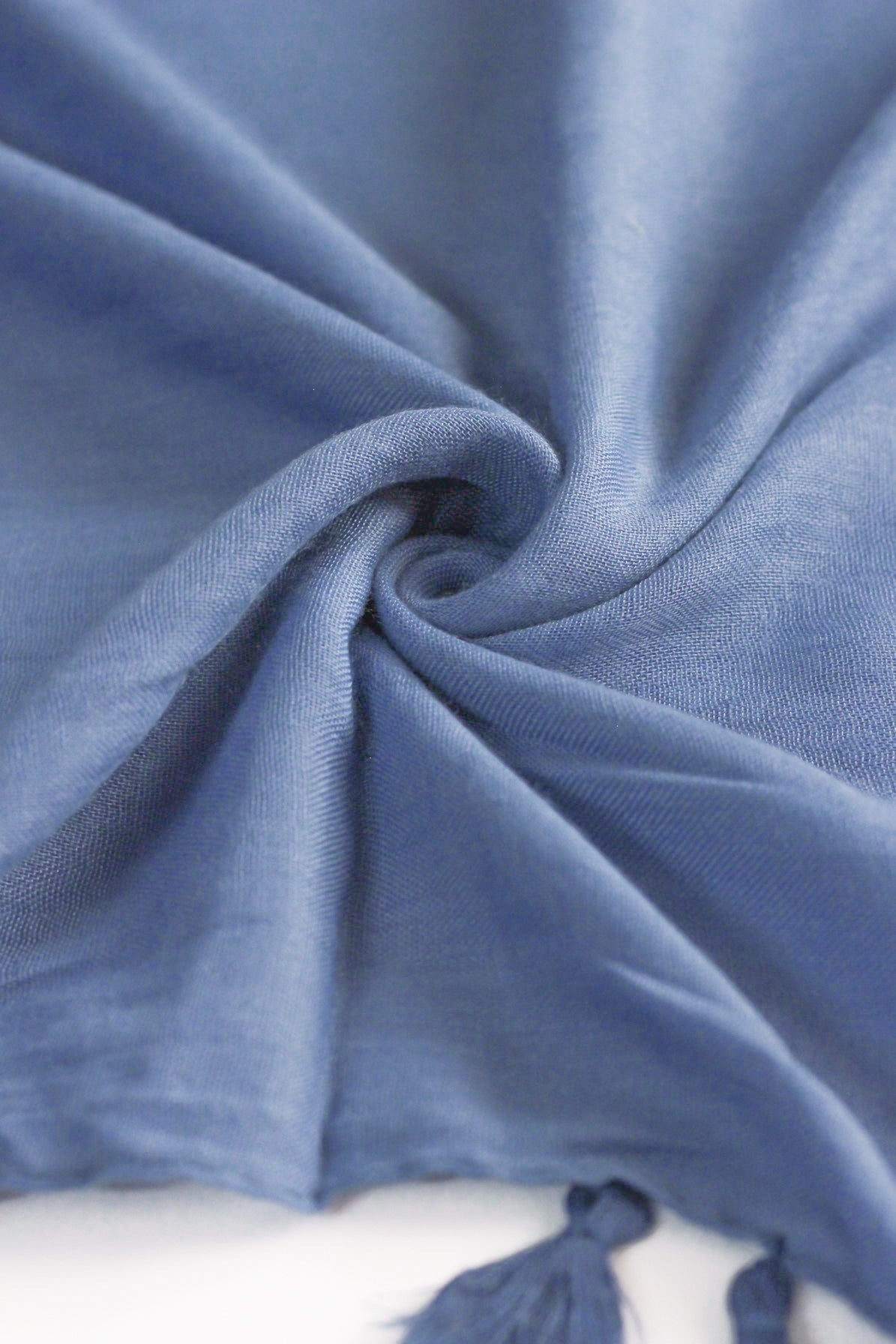 Plain Hijab with Tassels - Denim