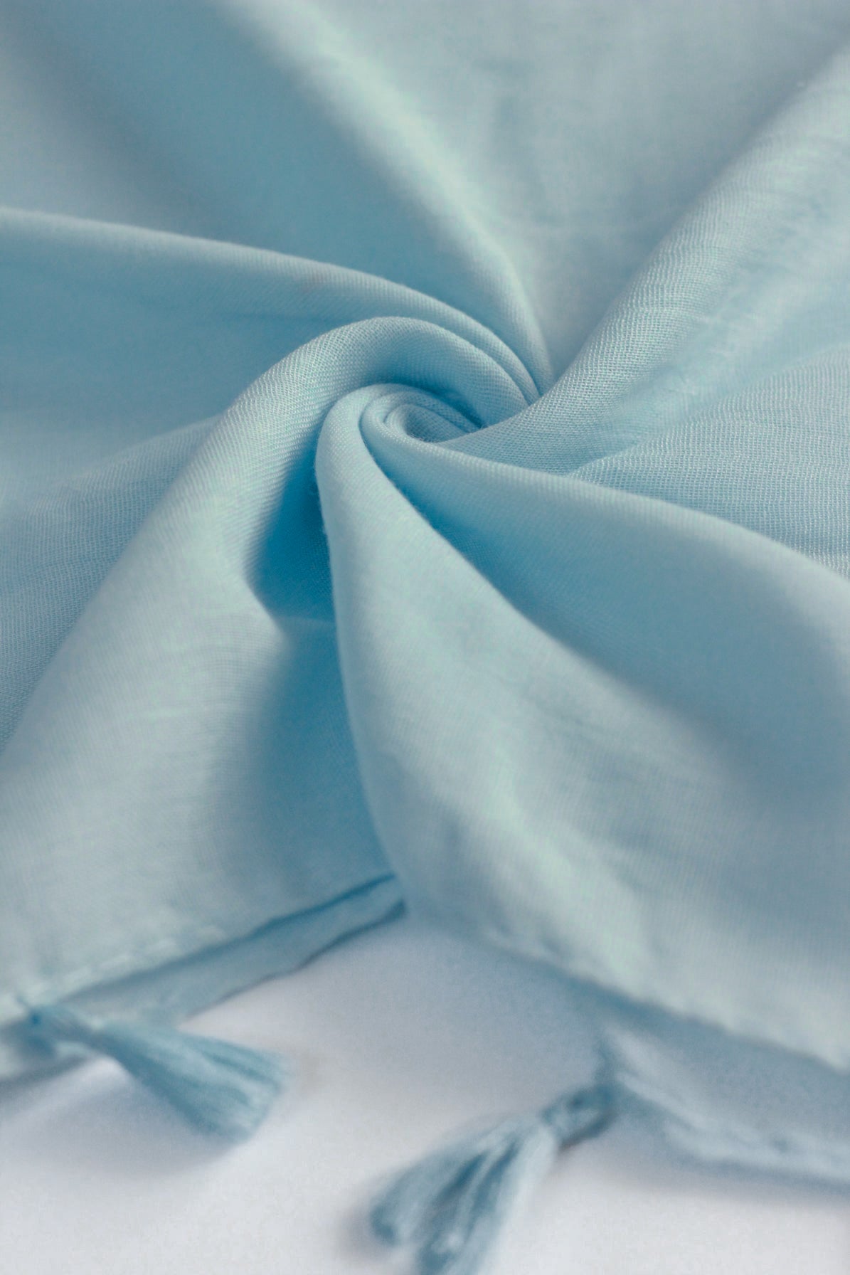 Plain Hijab with Tassels - Light Blue