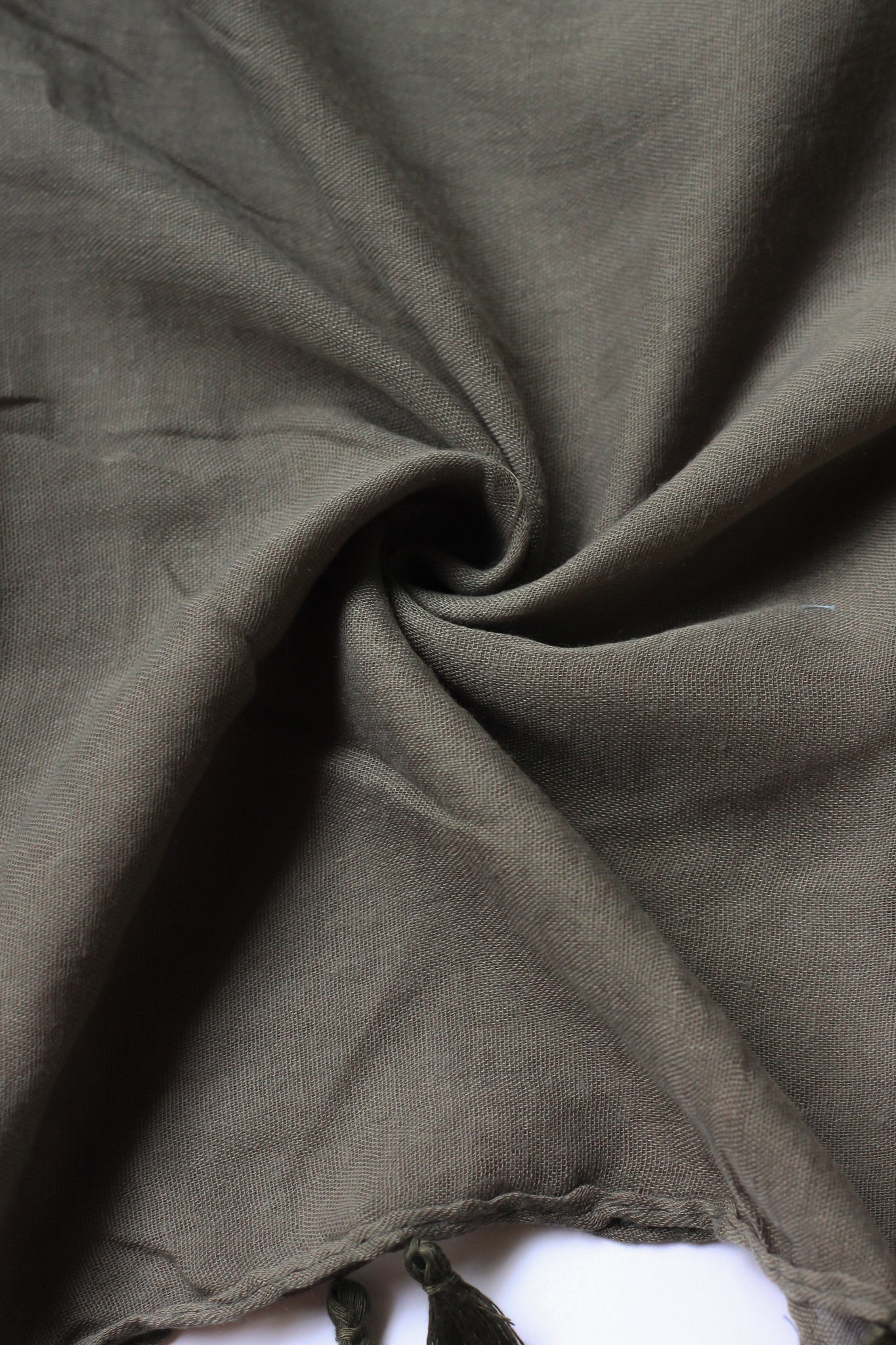 Plain Hijab with Tassels - Dark Grey