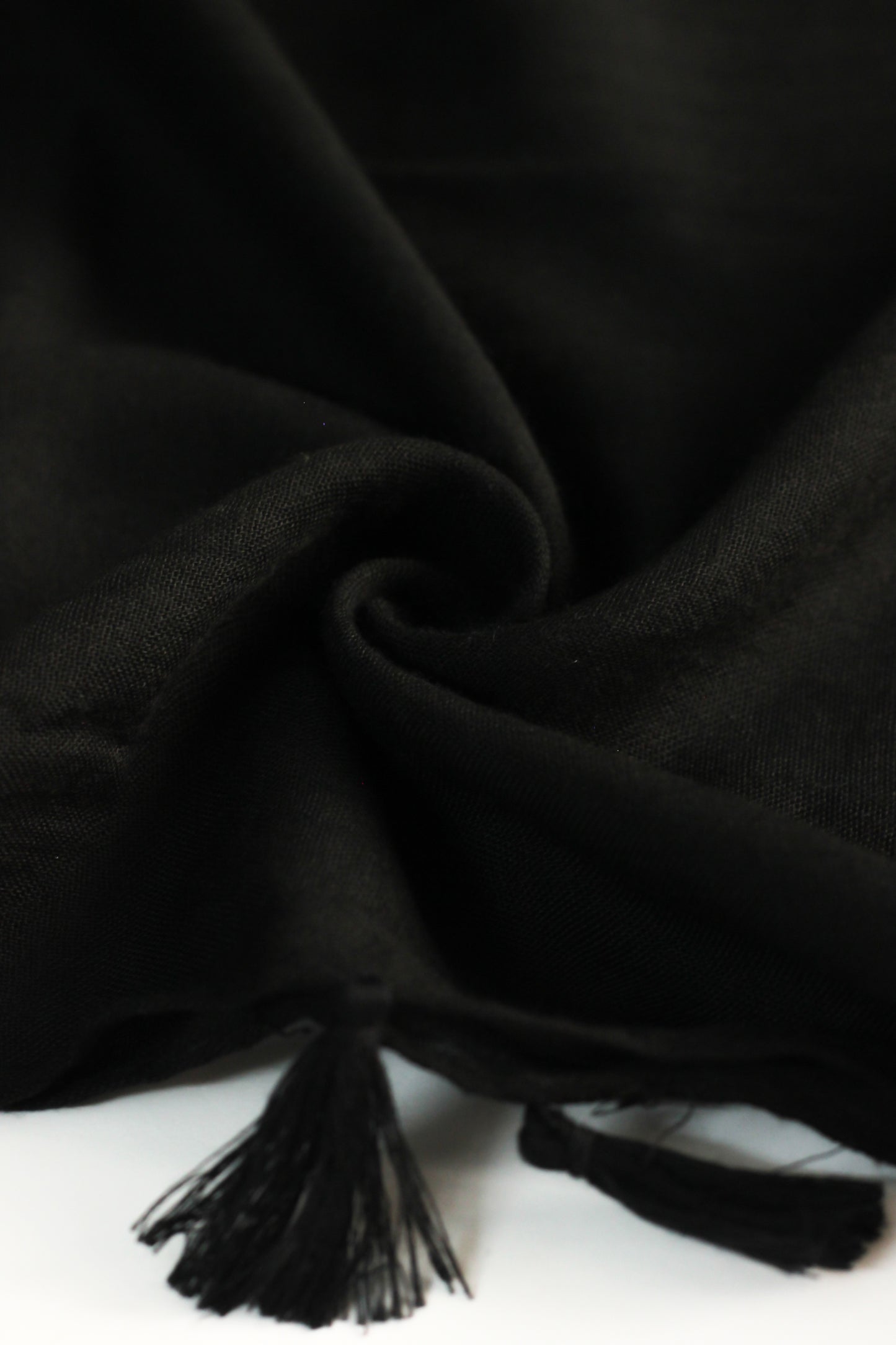 Plain Hijab with Tassels - Black