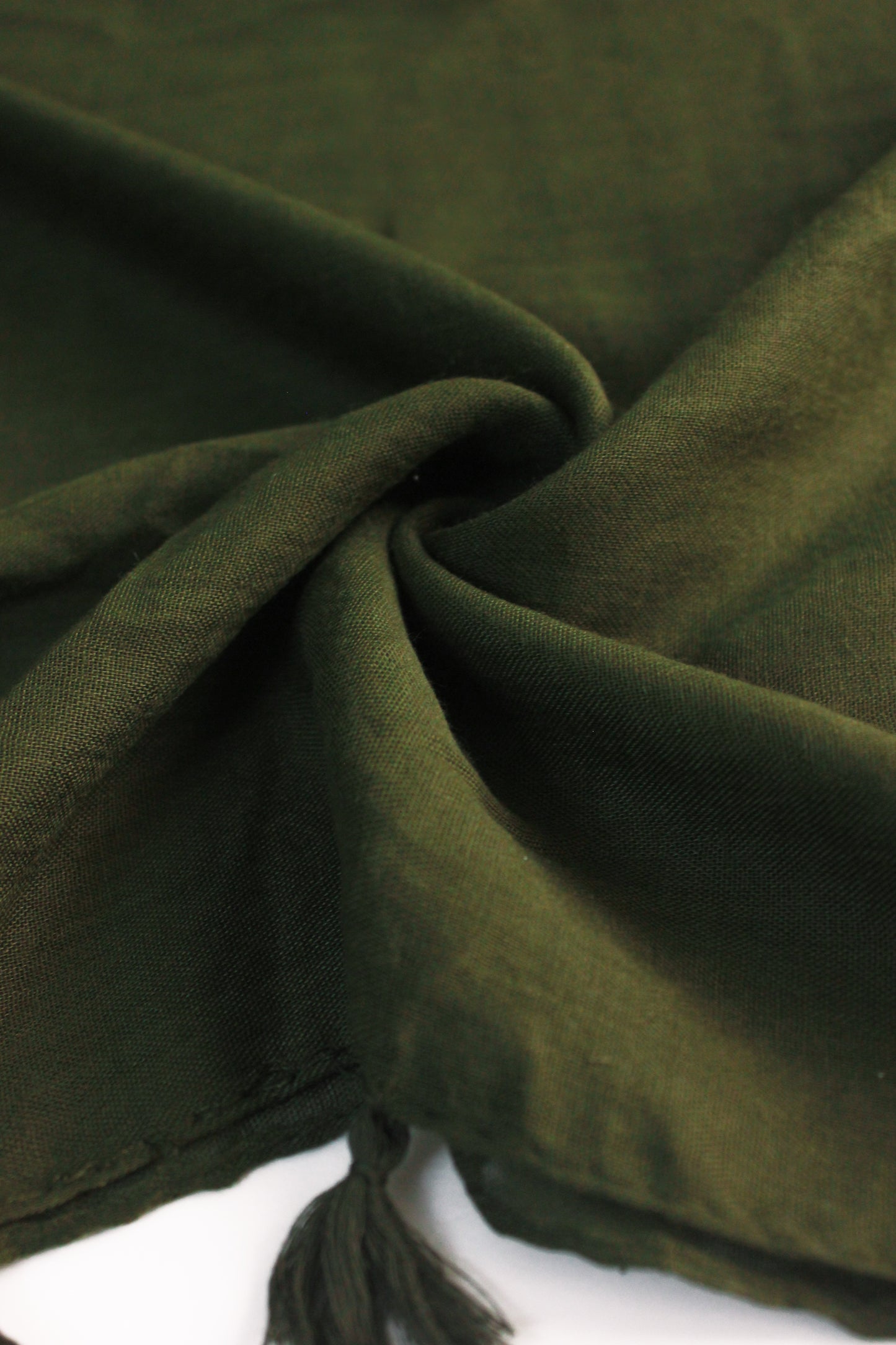 Plain Hijab with Tassels - Olive