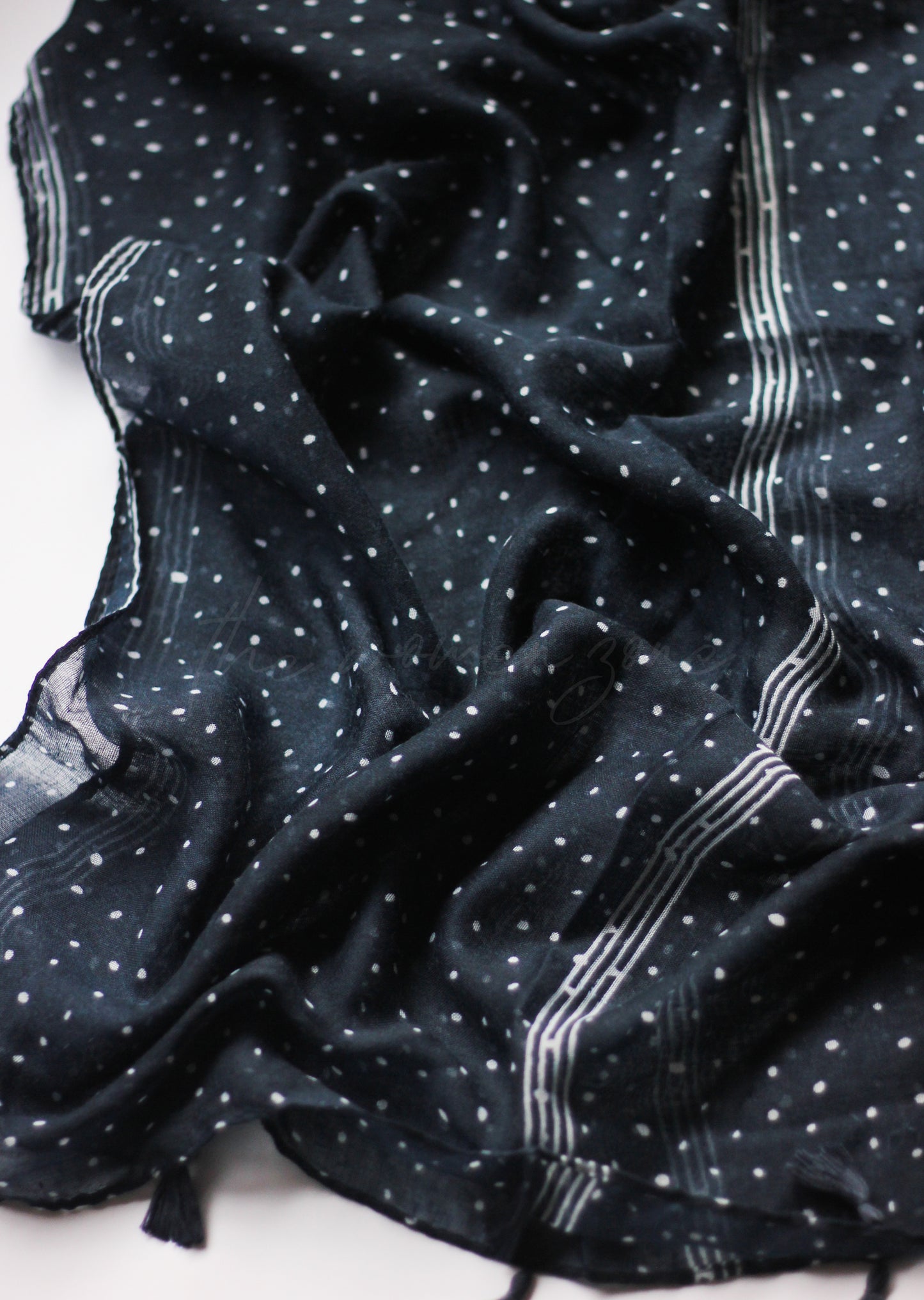 Printed Hijab - Dotted Navy