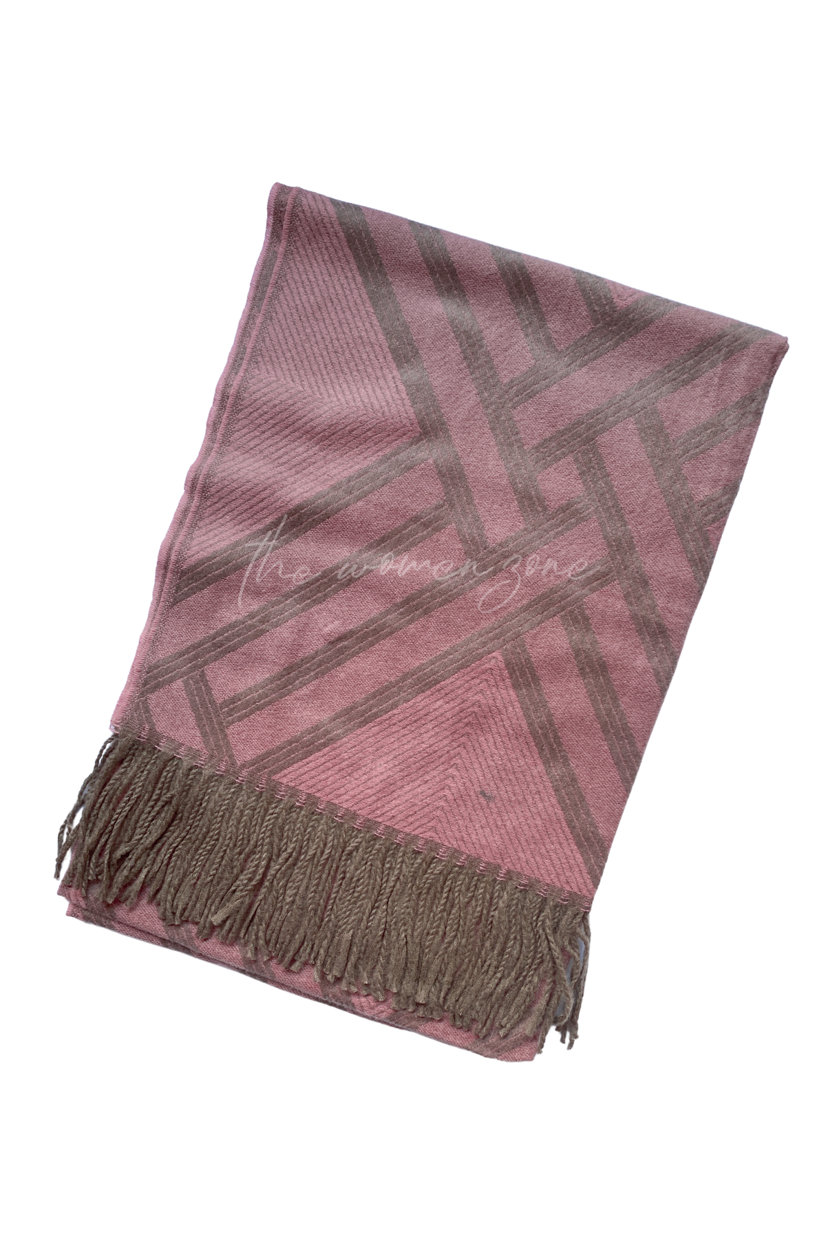 Argyle Woollen Stole - Peachy Pink