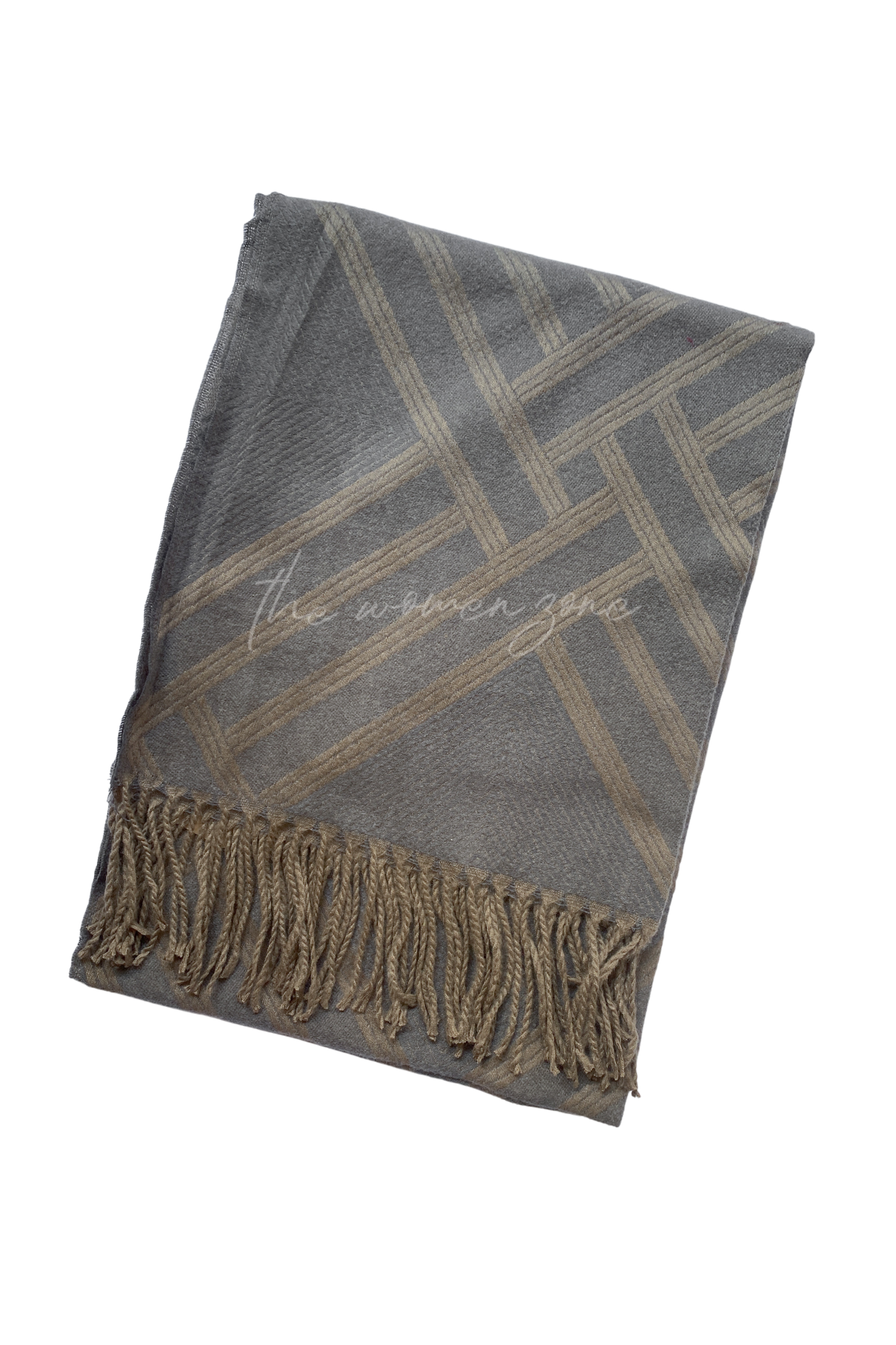 Argyle Woollen Stole - Charcoal Grey