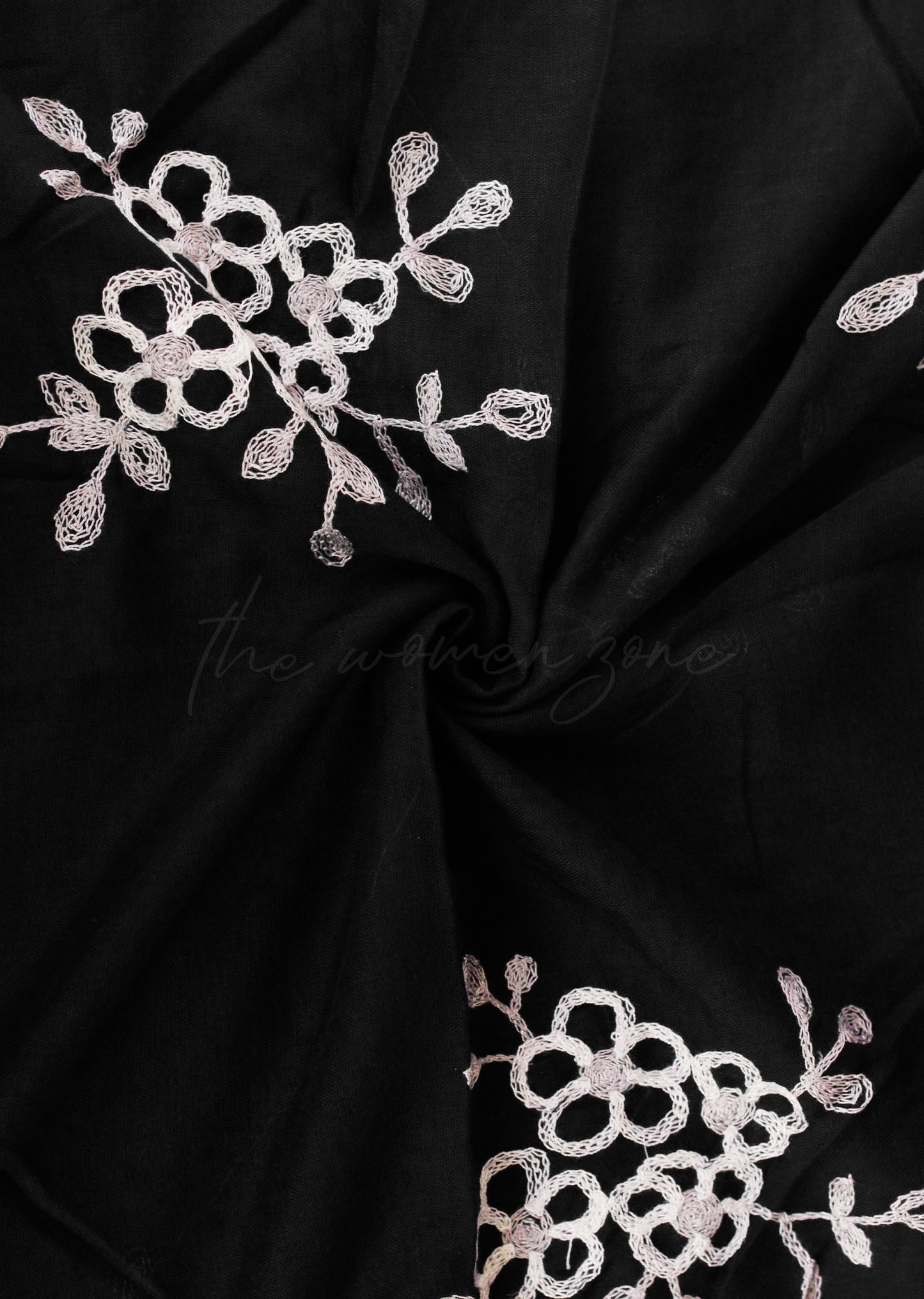 Zeina Embroidered Hijab - Black