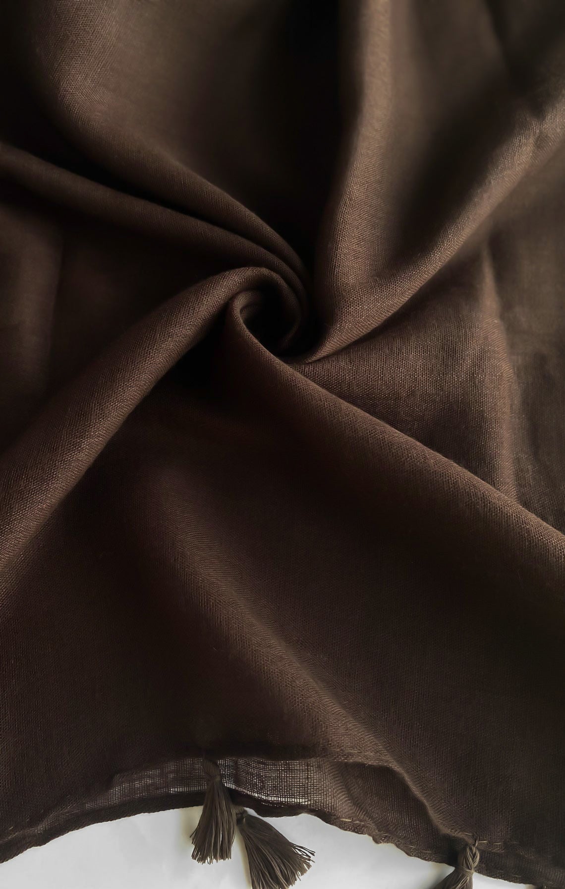 Plain Hijab with tassels - Chocolate brown