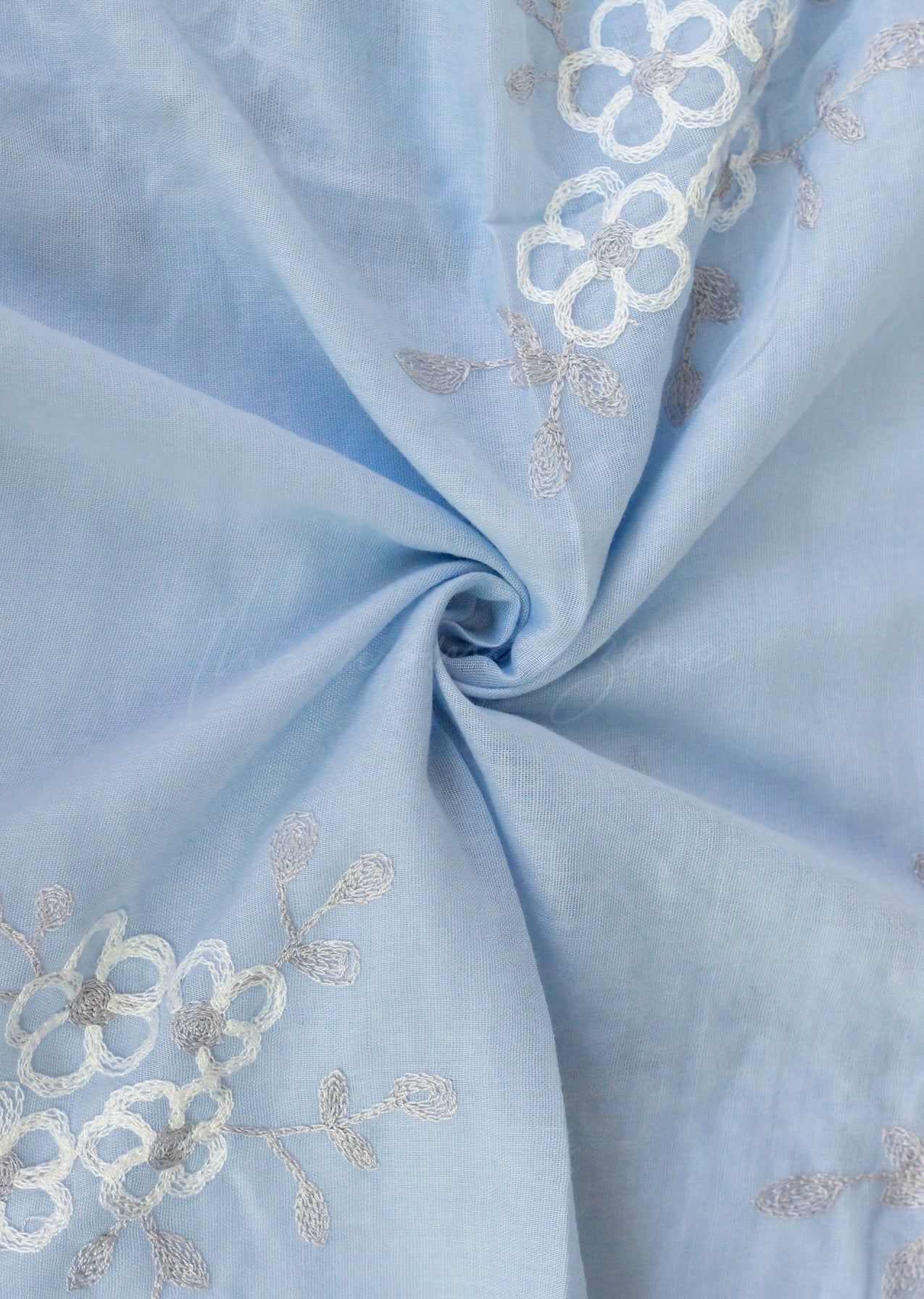 Zeina Embroidered Hijab - Powder Blue