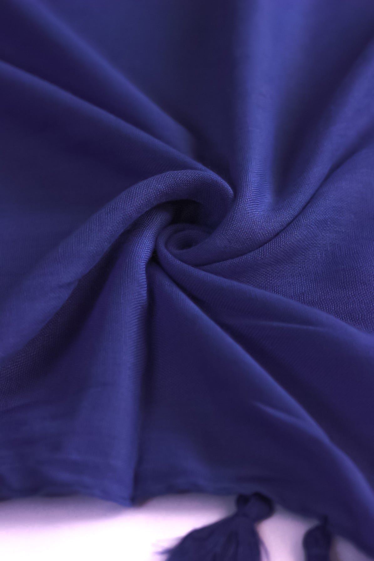 Plain Hijab with Tassels - Ink Blue