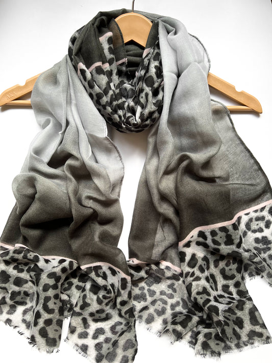 Leopard Printed Hijab - Black