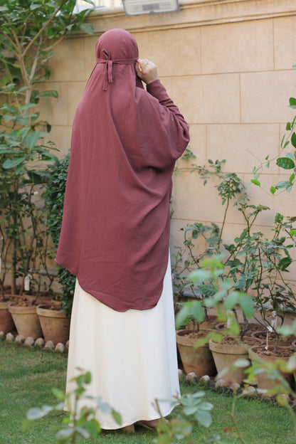 Namaz and Umrah Scarf (with sleeves) - Rosewood