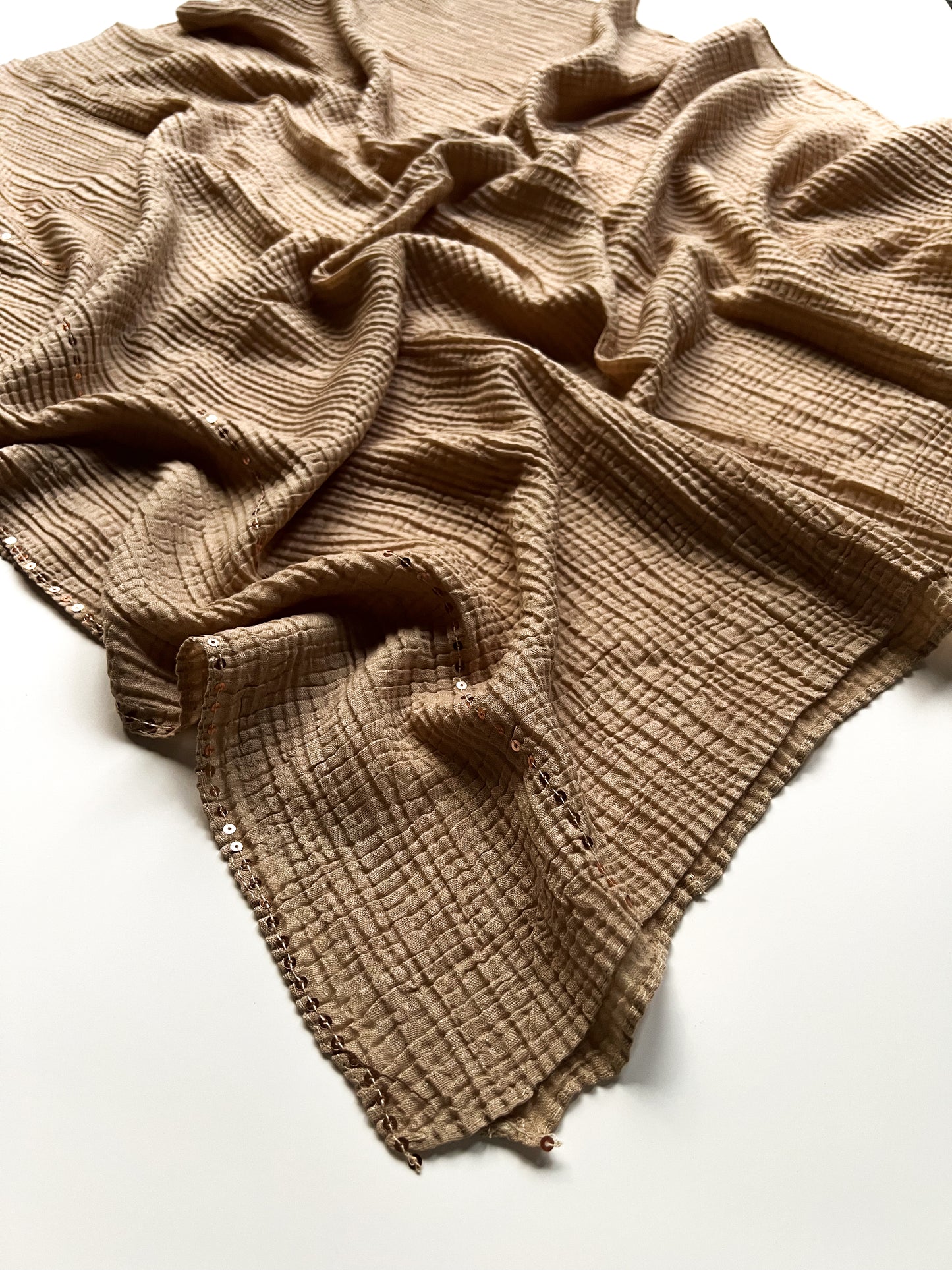 Crumpled Luxe Hijab - Beige
