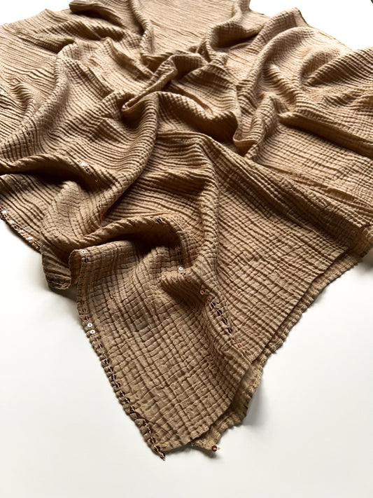 Crumpled Luxe Hijab - Beige