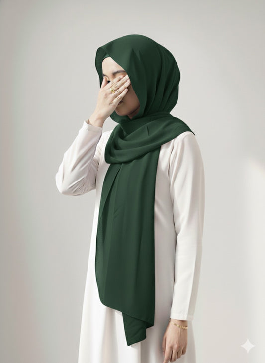 Instant Georgette Hijab with Built-in Magnets - Emerald Green