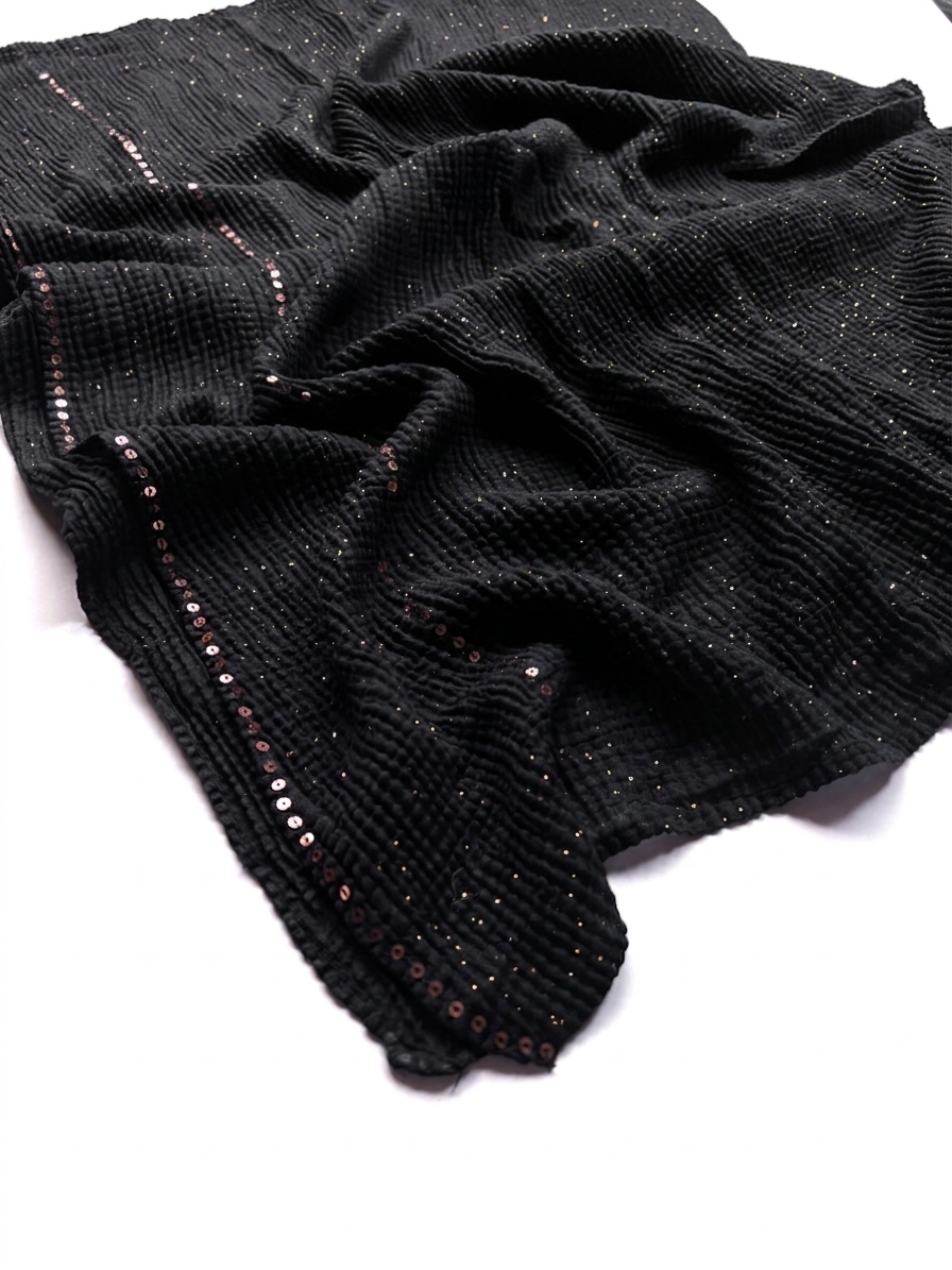 Crumpled Luxe Glow Hijab - Black