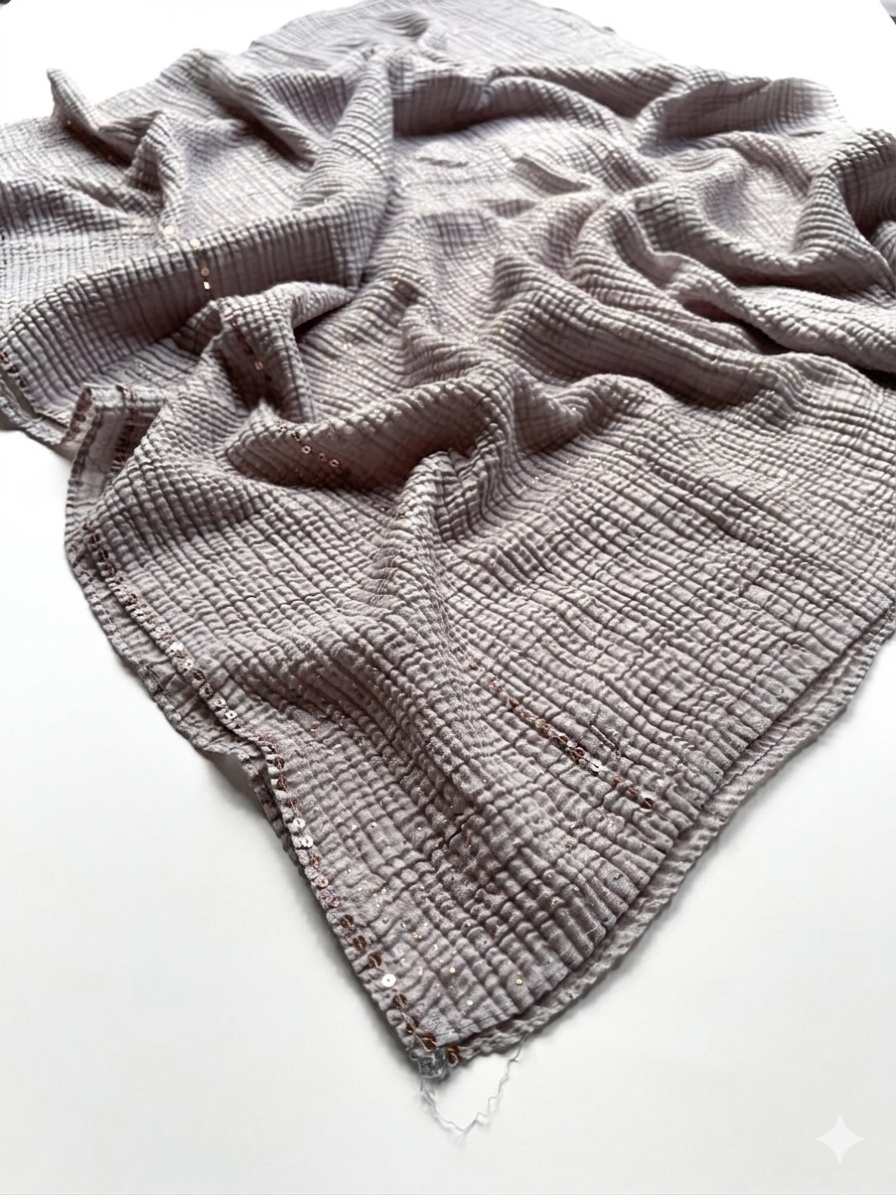 Crumpled Luxe Glow Hijab - Cloud Grey