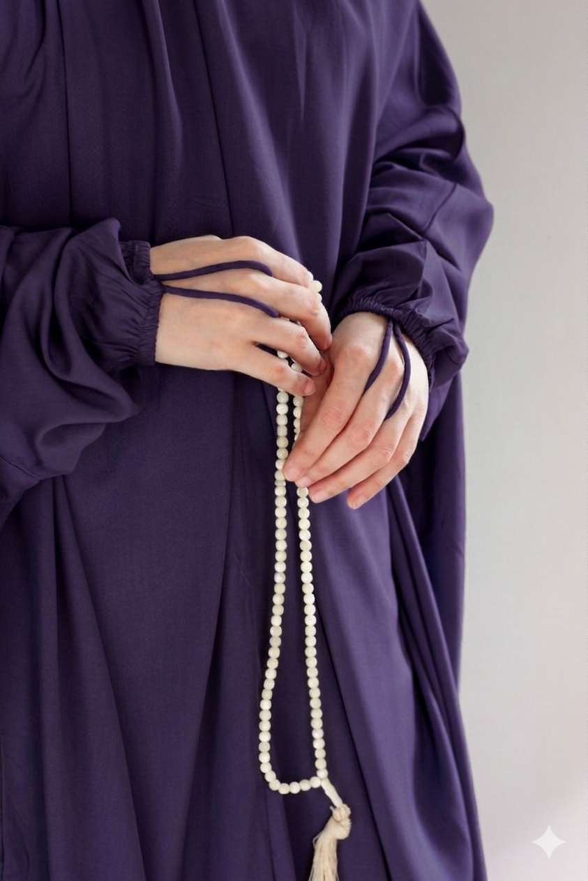 Namaz Chadar With Sleeves - Plain Purple