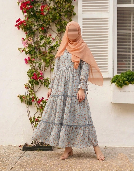 Lucy Lace Modest Dress - Grey