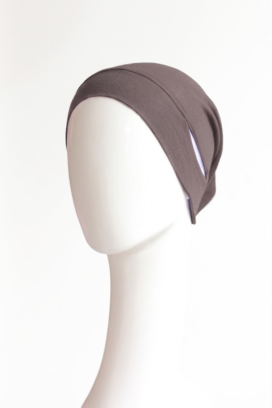 Malaysian Ear-hole Hijab Cap - Dark Taupe