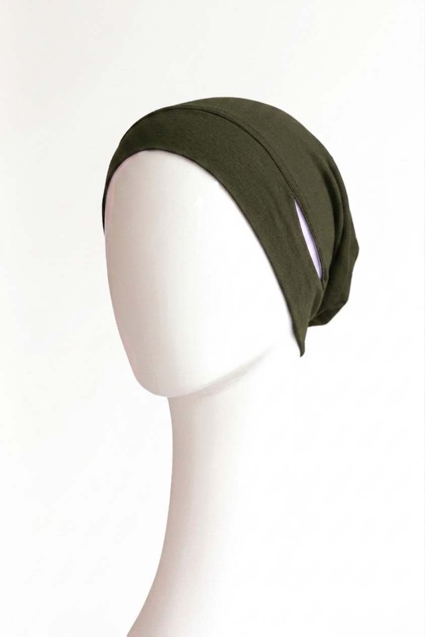 Malaysian Ear-hole Hijab Cap - Olive