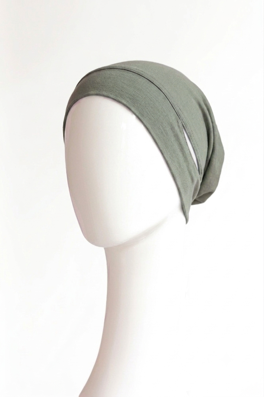 Malaysian Ear-hole Hijab Cap - Sage Green