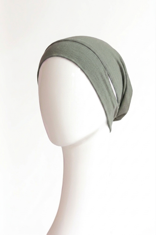 Malaysian Ear-hole Hijab Cap - Sage Green