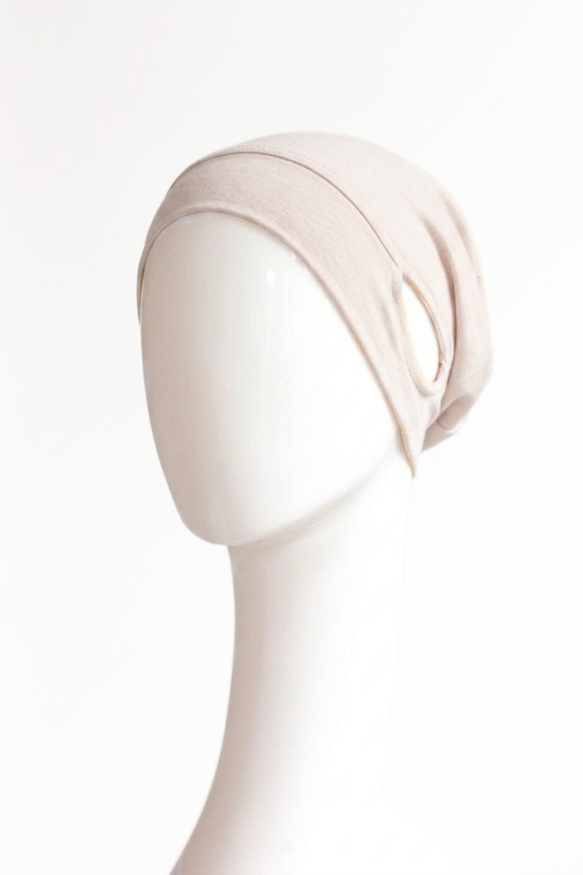 Malaysian Ear-hole Hijab Cap - Cream