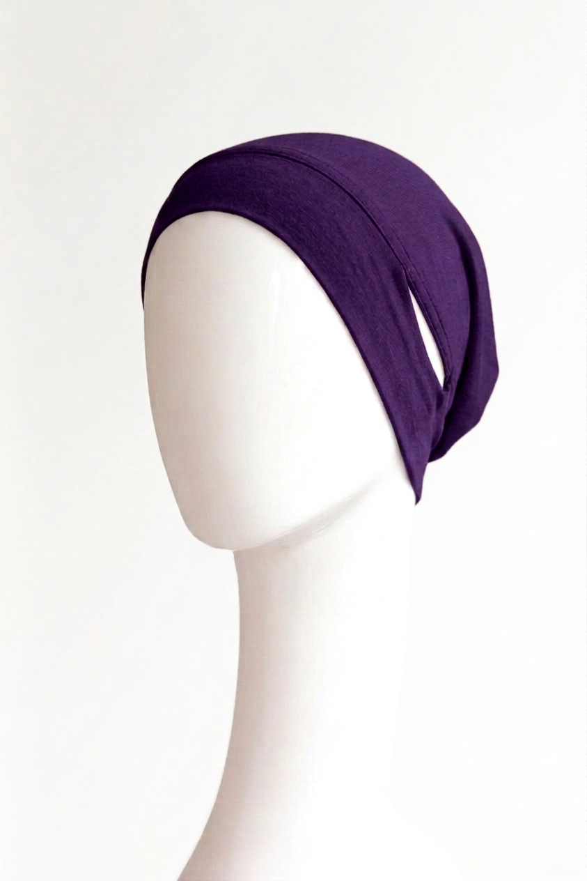 Malaysian Ear-hole Hijab Cap - Purple